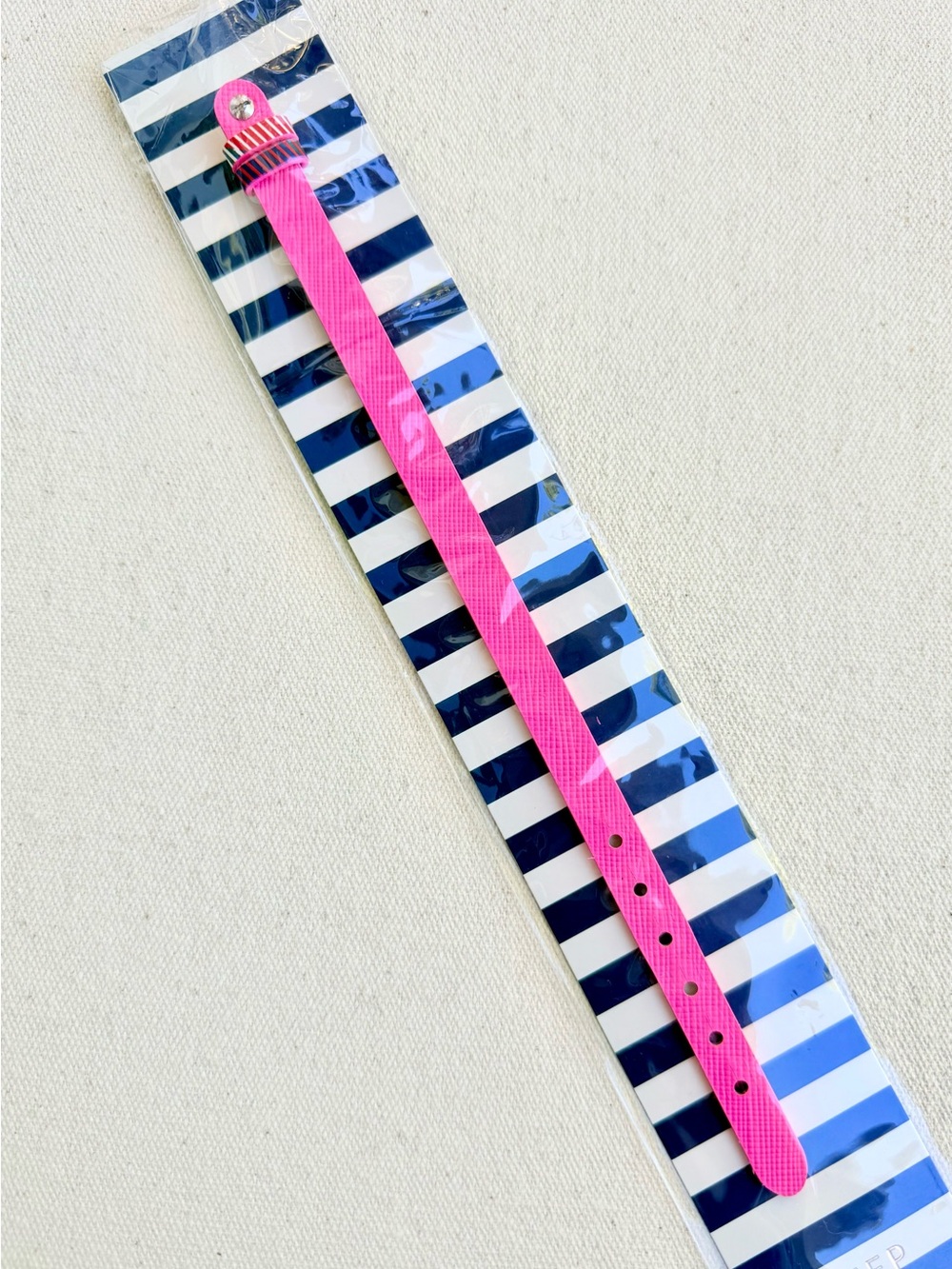 *Single Leather Bracelet Band* KEEP COLLECTIVE~Retired Plaid/Neon Pink *NIP*